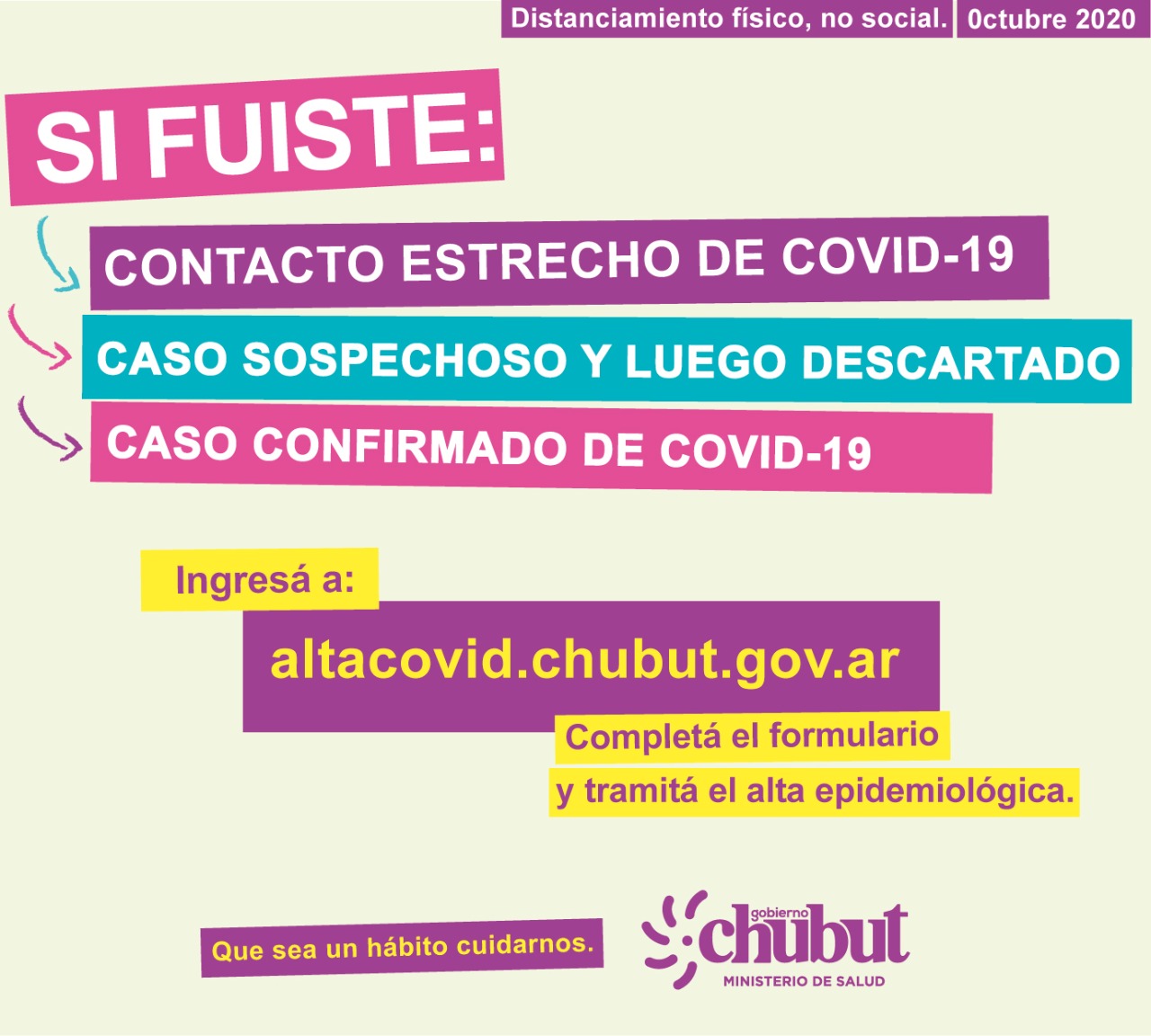 Chubut: Ya hay un sitio web para que las personas puedan tramitar su alta epidemiológica de coronavirus