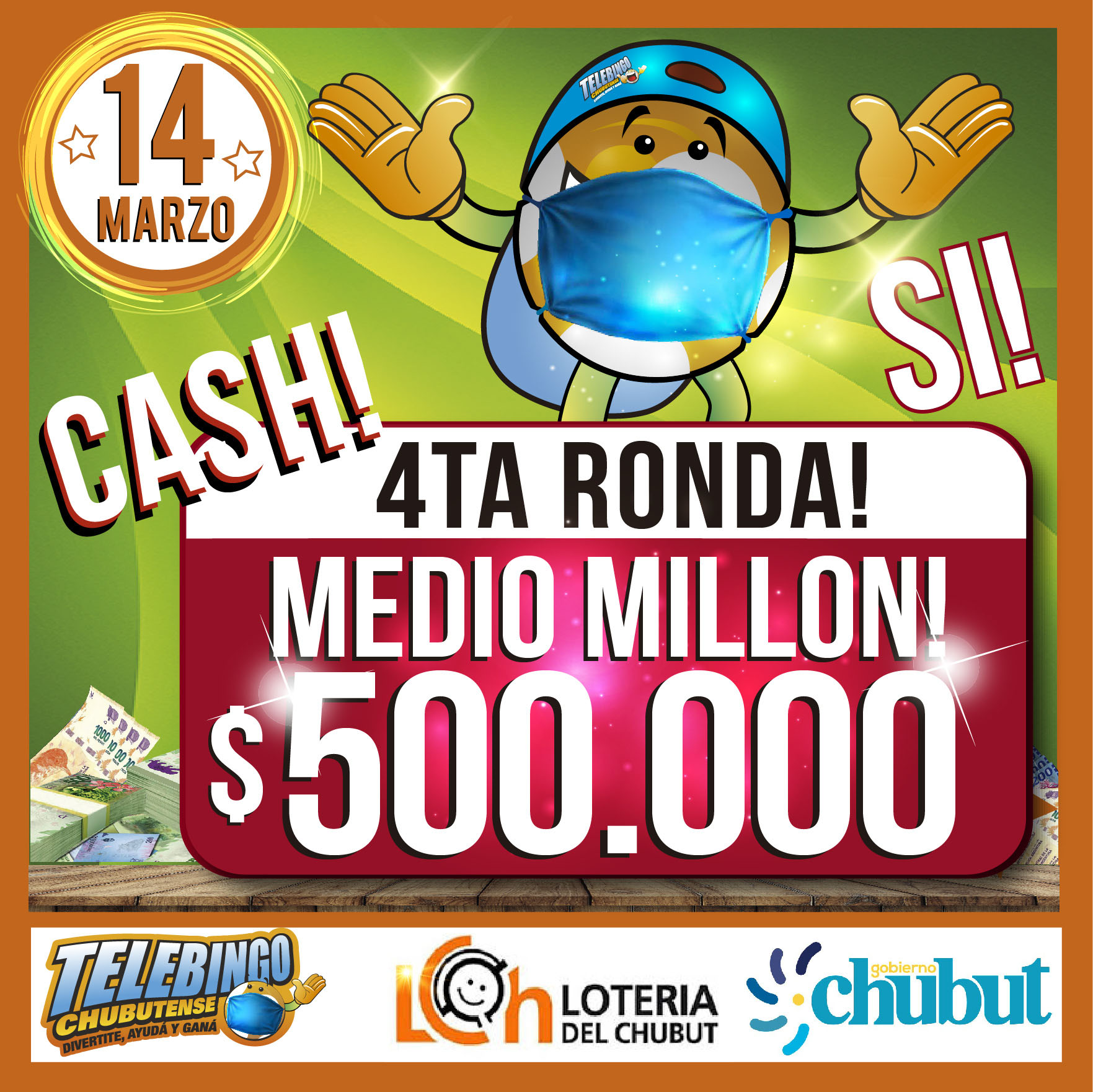 El Telebingo Chubutense sortea hoy más de 800 mil pesos en efectivo