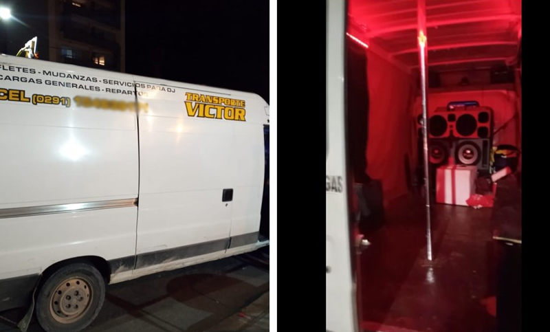 Insólito: Hicieron una despedida de solteras en un furgón transformado en discoteca con luces, caño para bailar y fueron desalojadas