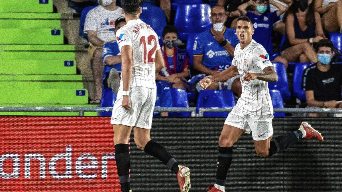 Sevilla, con gol de Lamela, venció sobre la hora a Getafe y es puntero en la Liga de España