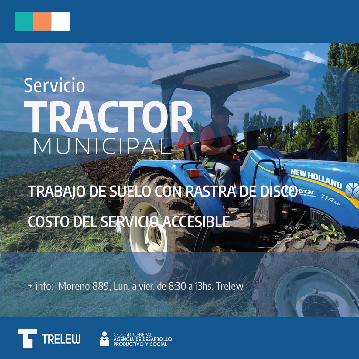El Municipio de Trelew ofrece el servicio de maquinaria agrícola a pequeños productores