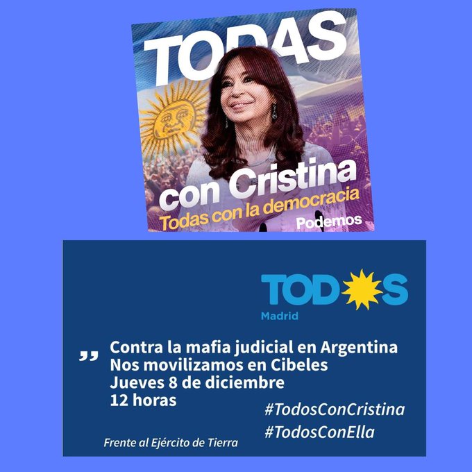 Argentinos en Europa se movilizan en Madrid en apoyo a Cristina Kirchner y contra la “mafia judicial”
